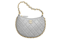 CHANEL Lambskin Handbag Women's Gray