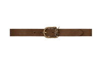 SAINT LAURENT Celtic Pattern Pin Buckle Leather Belts Women's Brown Width: 3cm