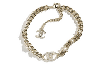 CHANEL Metal Artificial Pearl Rhinestone Necklaces Women's Gold