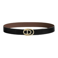 HERMES Metal Calfskin Brass Leather Belts Men's Black/Brown Width: 3.2CM