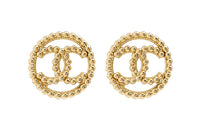 CHANEL Metal Logo Earrings
