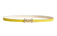 HERMES Leather Belts Women's Lime/Cream White