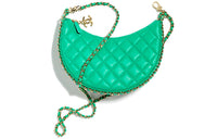 CHANEL Lambskin Hobo Bag Crossbody Bag Shoulder Bag Women's Green