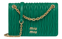 MIU MIU Matelassé Soft Sheep Leather Crossbody Bag Shoulder Bag Women's Green