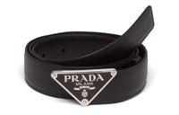 PRADA Leather Belts Unisex Black Width 3CM