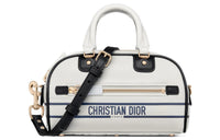 DIOR Smooth Cow Leather Bowling Bag Shoulder Bag Crossbody Bag Handbag Extra Mini Women's White