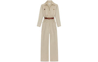 SAINT LAURENT Belted Cotton Jumpsuit