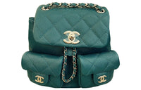 CHANEL 23P Spring And Summer Duma Grained Embossed Cow Leather Backpack Small Size Women's Green