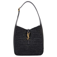 SAINT LAURENT Raffia Shoulder Bag Small Size Women's Black