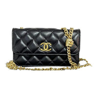 CHANEL Lambskin Flap Bag, Shoulder Bag, Crossbody Bag Women's Black