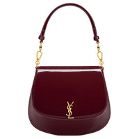 SAINT LAURENT Patent Leather Handbag, Shoulder Bag Women's Dark Burgundy