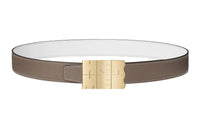 HERMES Gold Buckle Togo Calfskin Double-Sided Leather Belt Men's Elephant Gray/White Width: 3.2cm