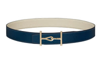 HERMES Leather Belts Men Prussian Blue/Chalk White