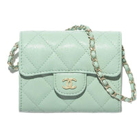 CHANEL Calfskin Evening Party Shoulder Bags Women's Light Green