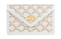 CELINE Cow Leather Portable Crossbody Bag, Shoulder Bag Wallet Women's White