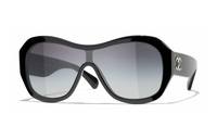 CHANEL Acetate Irregular Shape Sunglasses Women's Black