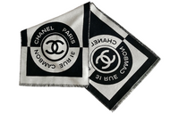 CHANEL Knit Scarves Unisex Black/White