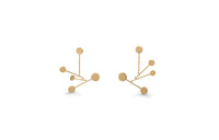 CELINE Crystal Brass Earrings Women's Gold