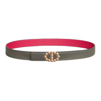 HERMES Calfskin Leather Belts Women's Umber Pink Width 2.4CM