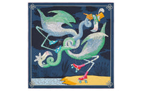 HERMES Silk Scarves Women's Marine Blue/Green