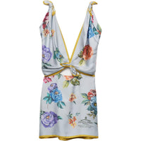 PRADA Printed Silk Twill Mini Dress Sleeveless Dress Women's Gray