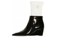 CHANEL Ankle Boots Women's Black White
