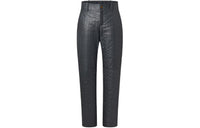 LOUIS VUITTON Pinstripe Leather Pants Casual Pants Women's Black