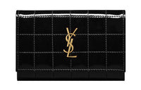 SAINT LAURENT CASSANDRE Cow Leather Card Holder Wallet Small Size Women's Black