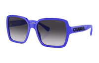 CHANEL Irregular Shape Sunglasses Women's Blue