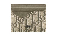 DIOR Grained Cow Leather With Fabric Card Holder Men's Khaki