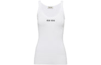 MIU MIU Ribbed Knit Cotton Tank Top