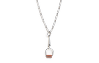 HERMES Calfskin Metal Necklaces Women's Silver