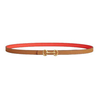 HERMES Calfskin Leather Belts Women's Brown 1.3CM