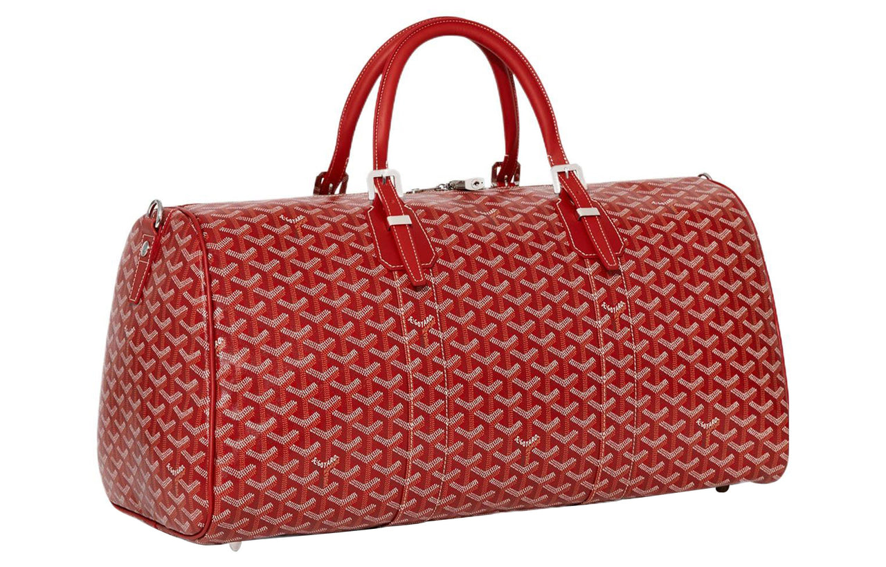 GOYARD Canvas With Calfskin Dog's Teeth One Shoulder Crossbody Portable Travel Bag Unisex Red