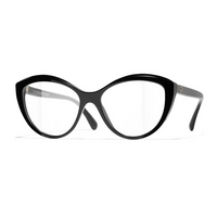 CHANEL Acetate Cat Eye Eyeglass Frames Unisex Black