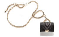 CHANEL BOY · FRIEND Calfskin Fanny Pack Women's Black