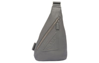 PRADA Leather One Shoulder Crossbody Fanny Pack Sling Bags Men's Gray