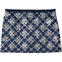 MIU MIU Embroidered Duchess Miniskirt Casual Short Skirts Women's Marine Blue