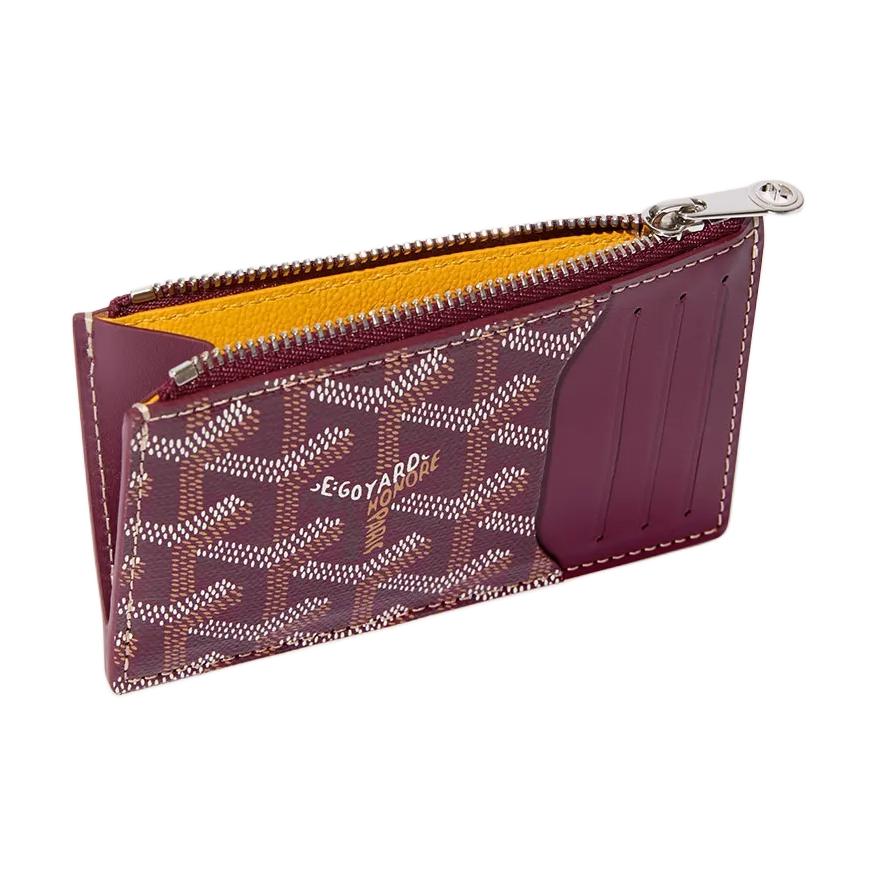 GOYARD Canvas With Calfskin Card Holder Regular Unisex Burgundy