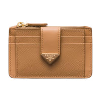 PRADA Smooth Leather Card Holder Women's Natural
