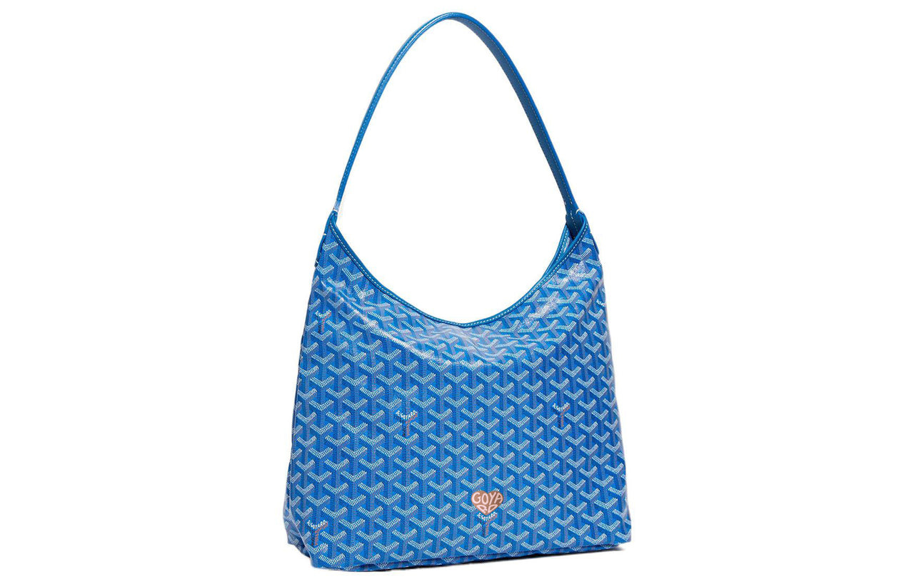 GOYARD Bohème Hobo Canvas With Leather Dogtooth Shoulder Bag Combo Bag Shoulder Bag Women's Sky Blue Spell Khaki Hearts