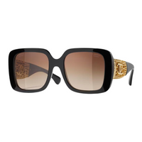 CHANEL Metal Resin Square Sunglasses Unisex Black