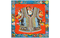 HERMES Silk Scarves Women's Vermilion/Azure Blue/Multicolor