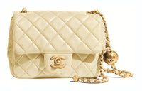 CHANEL Sheepskin Shoulder Bag Crossbody Bag Women's Light Yellow