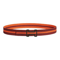 HERMES Nylon Mesh Leather Belts Men's Orange Width: 3.2CM