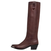 CELINE Western Knee-high Boots 5cm Women's Brown Red