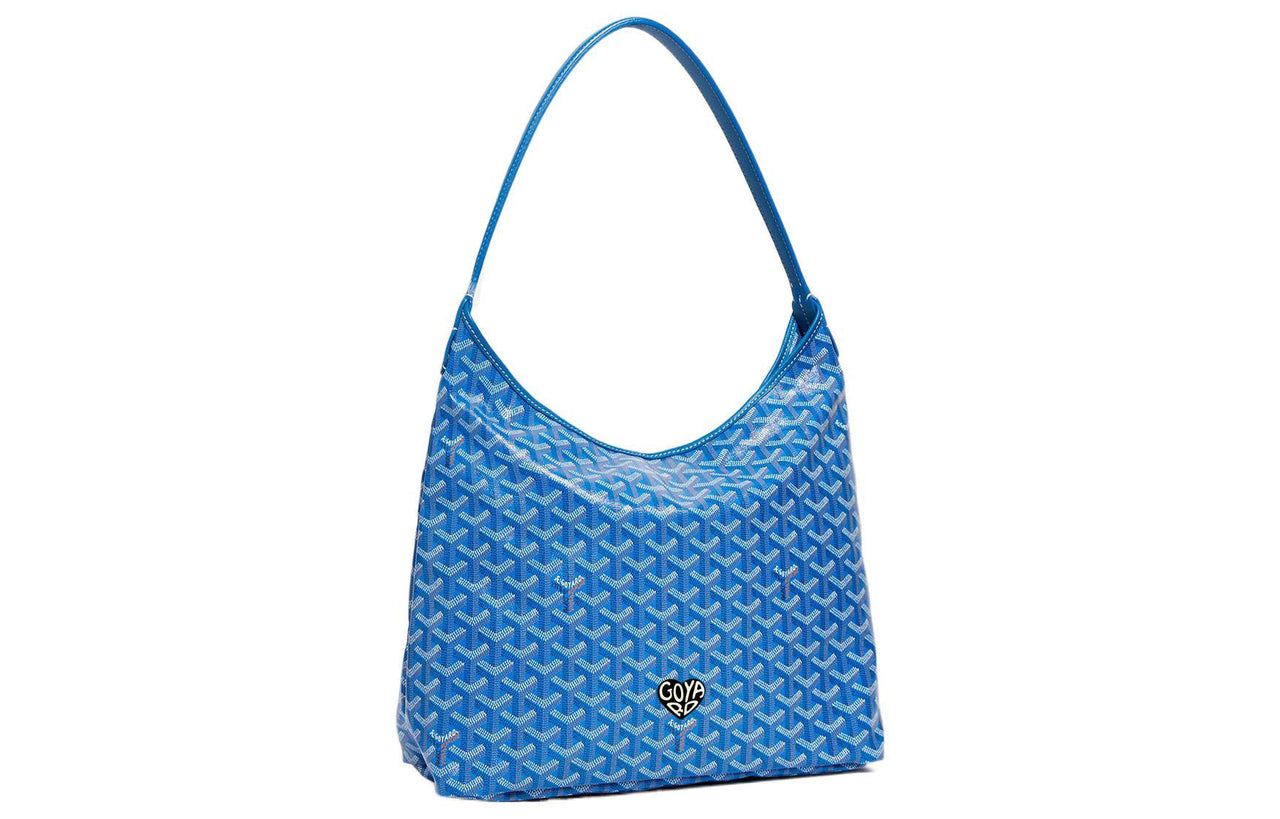 GOYARD Bohème Hobo Canvas With Leather Shoulder Bag Combo Bag Shoulder Bags Women's Sky Blue/Black Small Heart Edition