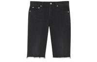 SAINT LAURENT Frayed Edge Knee Length Denim Shorts