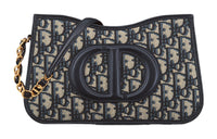 DIOR Oblique Print Handbag Shoulder Bag Women's Blue
