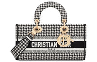 DIOR Lady D-JOY Embroidery Shoulder Bag Crossbody Bag Handbag Medium Size Women's Black/White